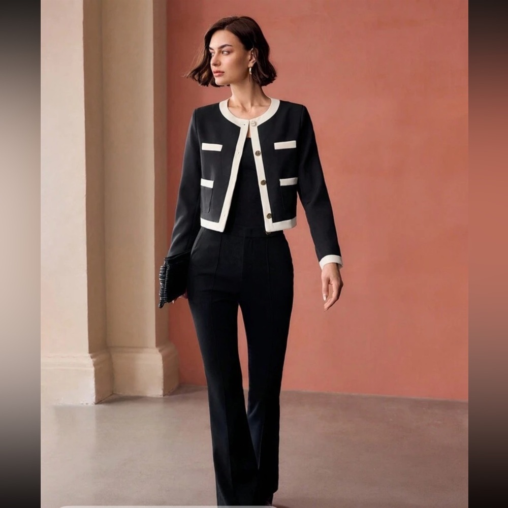**NWT** SHEIN MOTF Black and Cream Jacket - Picture 3 of 9